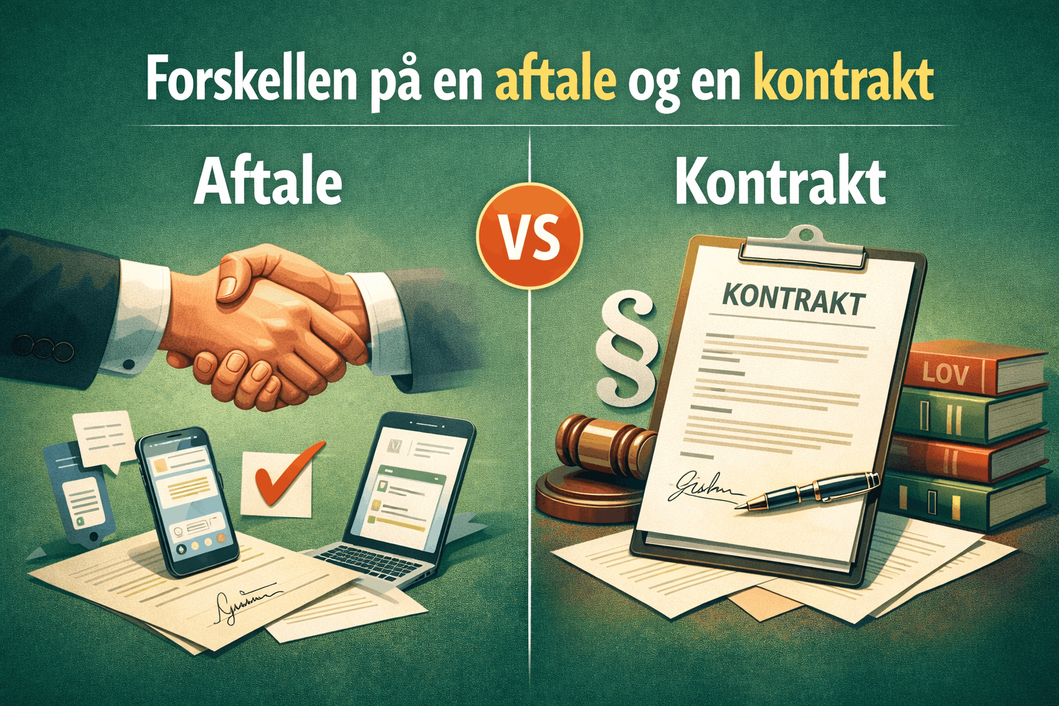 Forskellen på en aftale og en kontrakt